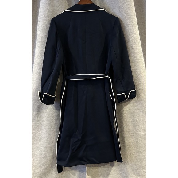 VTG Lilli Ann Knit Jacket Girls Size 16 Blue White Piping Button Up Mod Retro - Picture 6 of 8